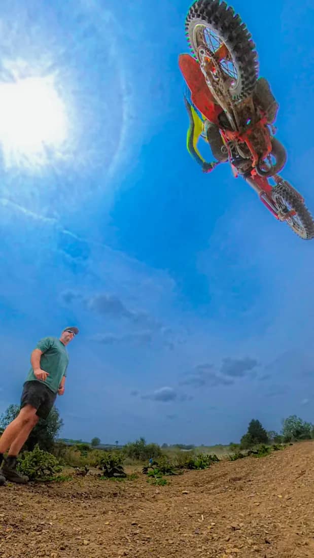 Henry Wilcox whipping overhead, shot from below